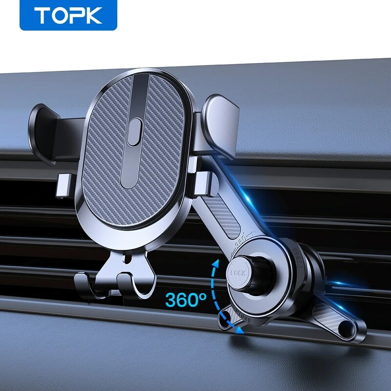 TOPK-Soporte de teléfono móvil para coche, montaje para rejilla de ventilación, tesla, bmw, jeep, toyota, citroen