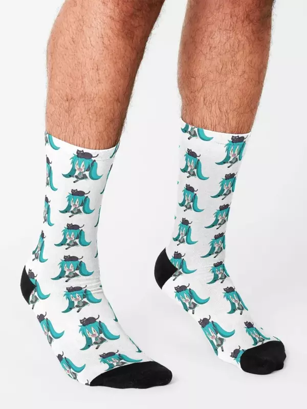 Miku with a Cat!! Socks happy gifts set Men's Socks Luxury Women's