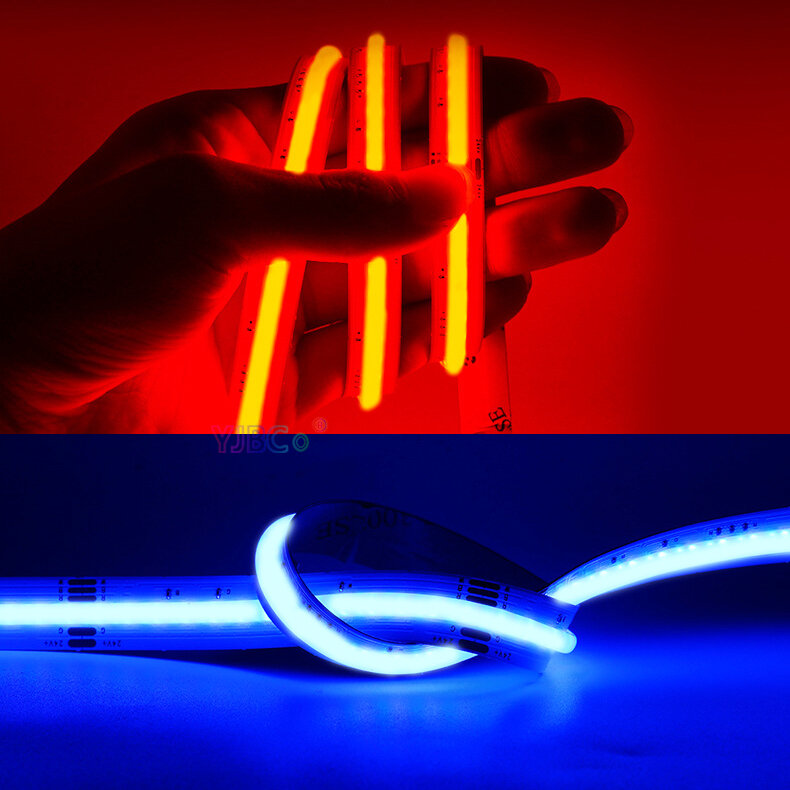 Strip LED COB 24V 5M RGBW 4 in 1, pita lampu fleksibel kecerahan tinggi cahaya warna-warni suasana FCOB 784LED/m PCB putih