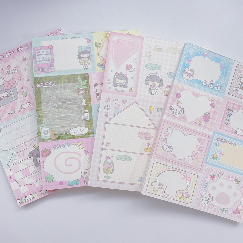 WAKAWAKA 50 hojas de bloc de notas, lindos materiales de álbum de recortes, pensamiento rosa, papelería Kawaii, libro decorativo para hacer lista