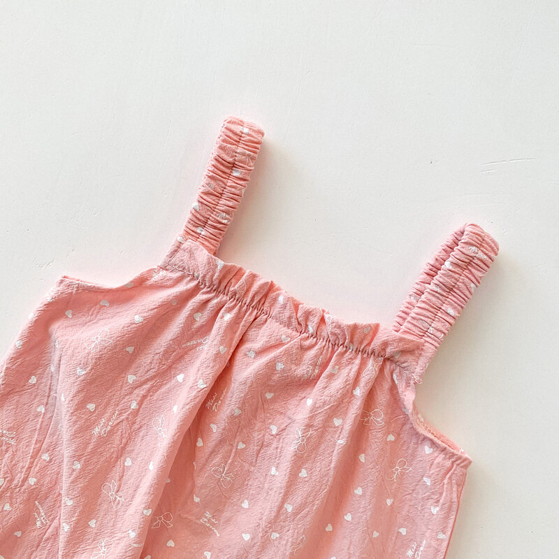 Mono de algodón para niñas recién nacidas, ropa de exterior con estampado rosa, pelele + sombrero, 2 piezas, novedad de verano 2023