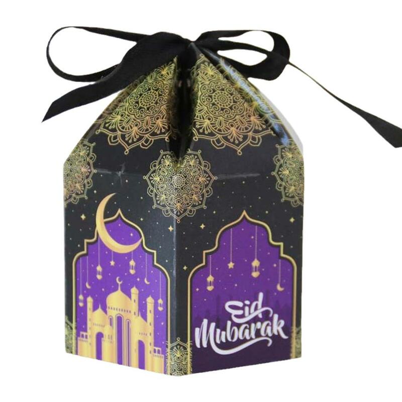 Eid Mubarak Gift Box, Doces e Cookies Embalagem, Decoração do partido, muçulmano Al-fitr Bag, Kareem Rama L6w2, Suprimentos, 1PC