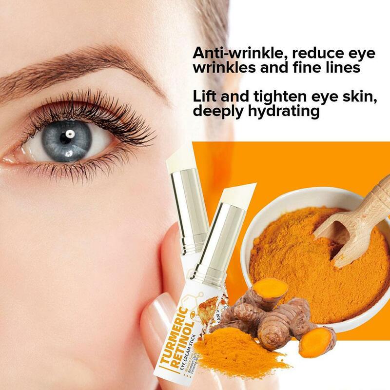 Cúrcuma Eye Cream Stick para mulheres, hidratante, remover círculos escuros, maquiagem, beleza, produtos de saúde, B6A3, 5g