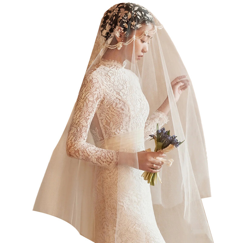Gaun pengantin Boho lengan panjang leher perahu putri duyung elegan untuk wanita 2023 gaun pengantin dengan ritsleting