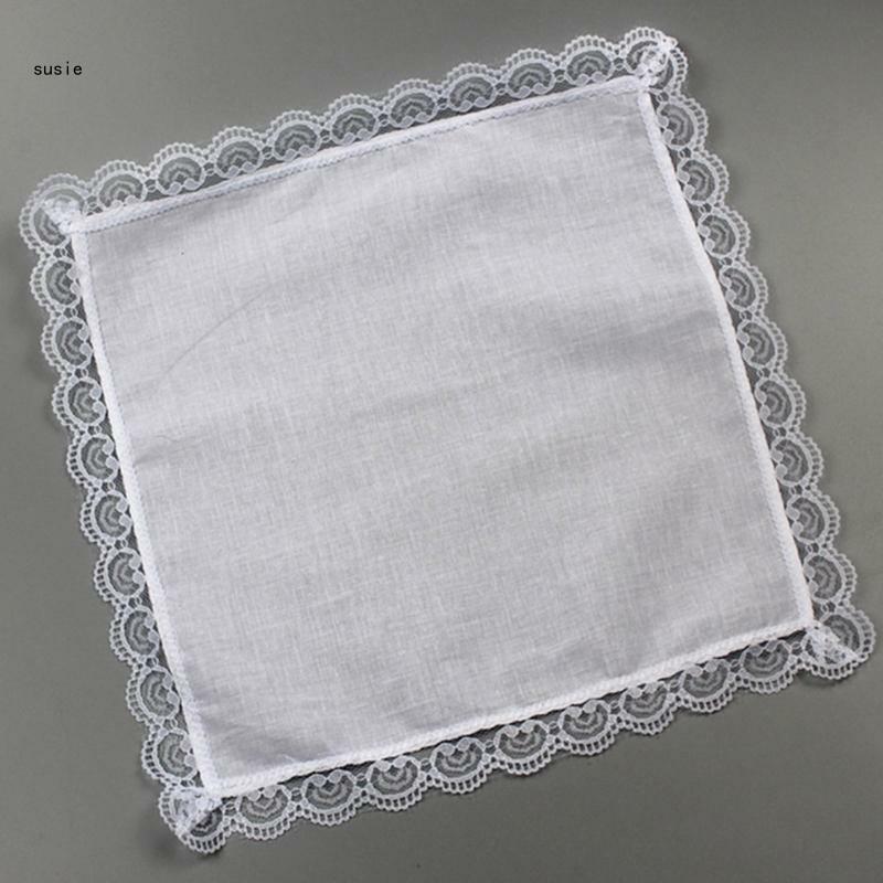 X7YA легкий белый носовой платок, хлопковый носовой платок с кружевной отделкой, моющийся носовой платок на груди, карманное для