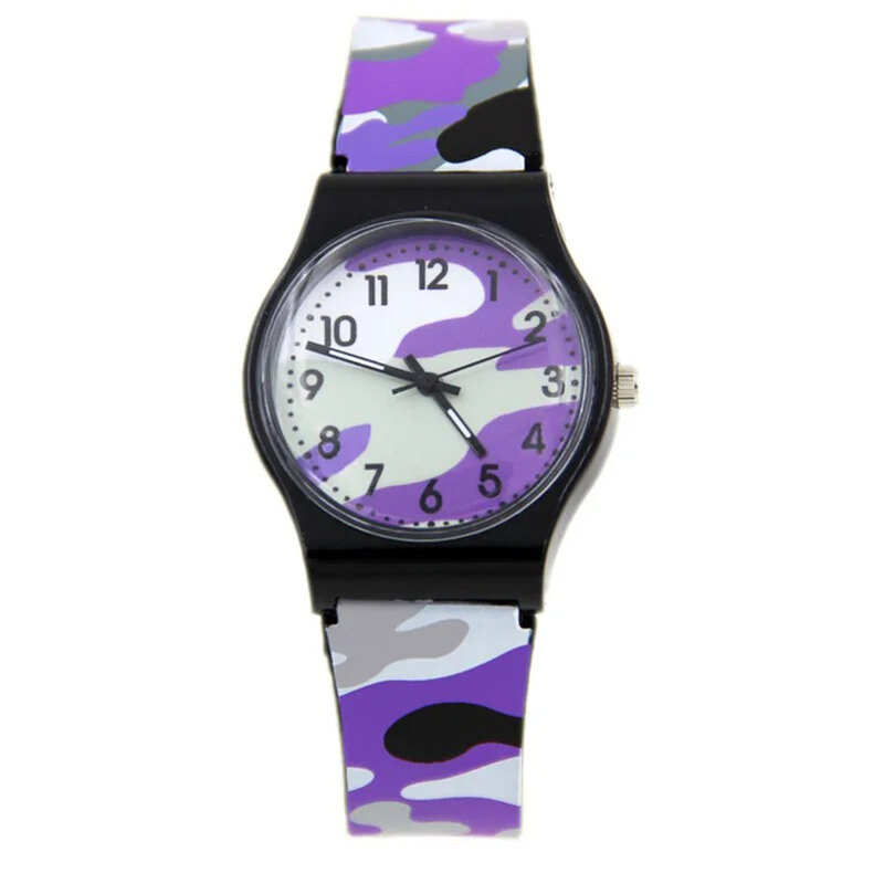 Zegarek dla dzieci granatowy wojskowy zegarek kamuflażowy silikonowy pasek do zegarka mozaika kreskówkowa zegarek na prezent chłopców dla dzieci Reloj