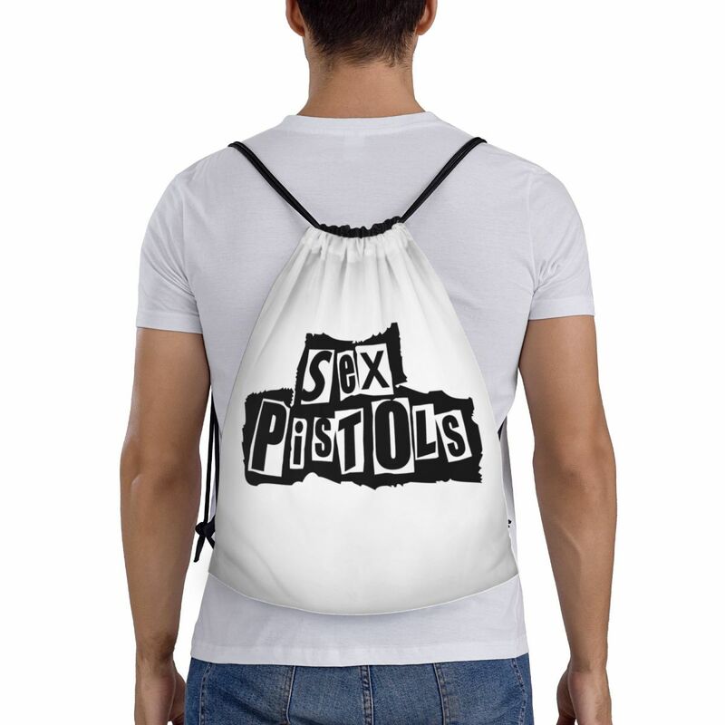 Custom Sex Pistols Drawstring Bags Women Men Lightweight Heavy Metal Rock Band Sports Gym Storage Backpack