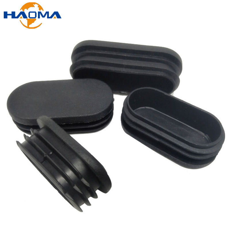 Black Flat Oval Plastic Blanking End Cap Tube Pipe Inserts Plug Non-slip Chair Table Leg Cover Caps Furniture Floor Protector