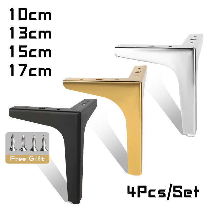 4 Pcs/Set Pernas Móveis Domésticos Luxo Ouro Preto Prata Heavy Duty Metal Sofá Pés para Mesa Cadeira Desk Móveis Hardware