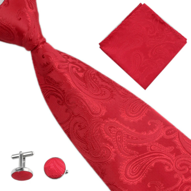 Męskie krawaty zestaw krawat ślubny dla mężczyzn 10cm/4 "Paisley chusteczki spinki do mankietów Corbata Fucsia Hombre Corbatas De Flores