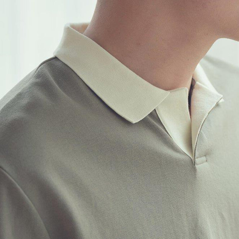 Camisa coreana de manga curta solta masculina, confortável e de alta qualidade, cor sólida, verão, alta qualidade