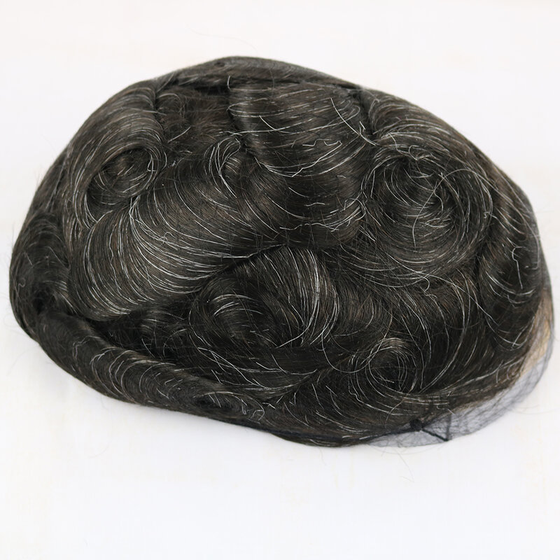 Q6 Swiss Lace Men's Toupee Breathable Lace Base & Pu Back Pieces Natural Hairline Replacement Capillary Prosthesis