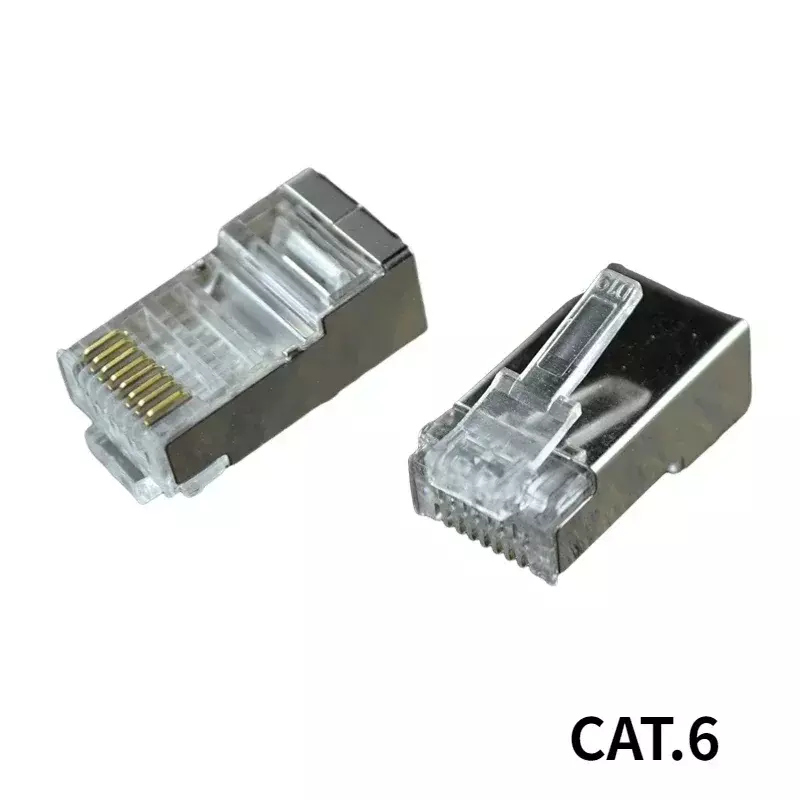 Connecteur de câble Ethernet blindé plaqué or, câble Ethernet modulaire, connecteur de tête de sertissage, Cat 6, RJ45, kie 8P8C, 100 pièces