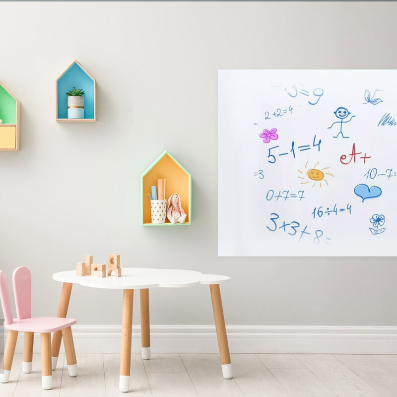 Autocollants tableau blanc effaçables en PVC, 45cm x 200cm, tableau à craie, décoration murale pour chambres d'enfants