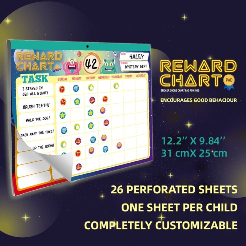 Tabella dei premi per bambini, tabella di Routine magnetica con 26 grafici di cioccolato 2280 adesivi 48 adesivi motivazionali