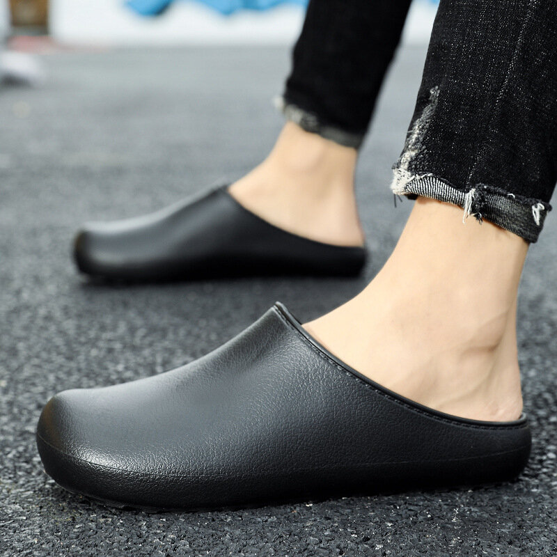 Zapatillas impermeables de Material EVA para hombre, sandalias de Color sólido con personalidad a la moda, zapatos casuales de doble uso