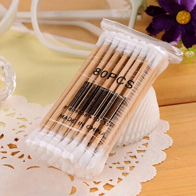 1Bag Double Head Cotton Swab Wood Tools Dressing Baby Care Cleaning Makeup Remover Tip Outdoor Emergency Medical Wound Care