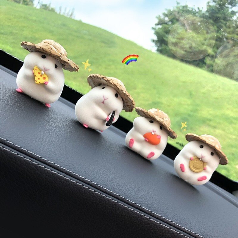 Funny Pile Coating Toy Car Decoration Cosplay Animal Hamster Cute Cool Doll Vehicle Accessory Console Interior Pendant Xmas Gift