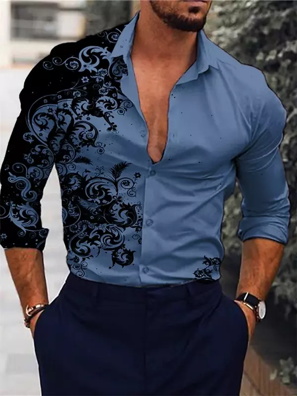 Рубашка мужская модная Роскошная Повседневная, уличная спортивная мягкая удобная качественная ткань, цвет белый/кофейный