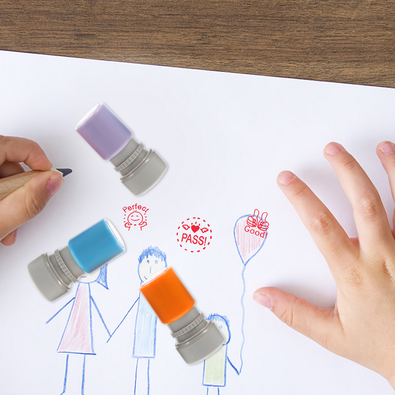 6 pezzi cartone animato per bambini capitolo pratici piccoli francobolli educativi Stampers insegnanti di plastica portatile