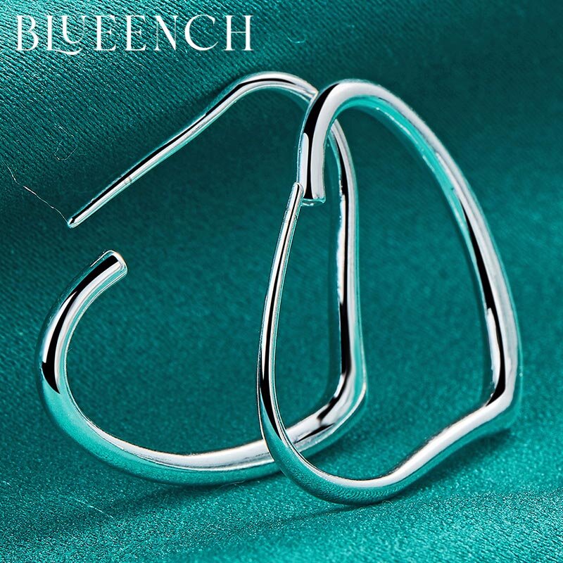 Blueench-pendientes sencillos de Plata de Ley 925 con forma de corazón y melocotón para mujer, joyería glamurosa para fiesta de compromiso y boda