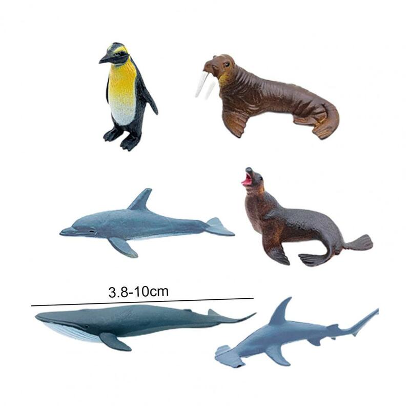 12Pcs Sea Animal Models Shark Whale Turtle Sea Lion Penguin Dolphin Model Ornament Miniature Ocean Animal Fish Figurine Toys