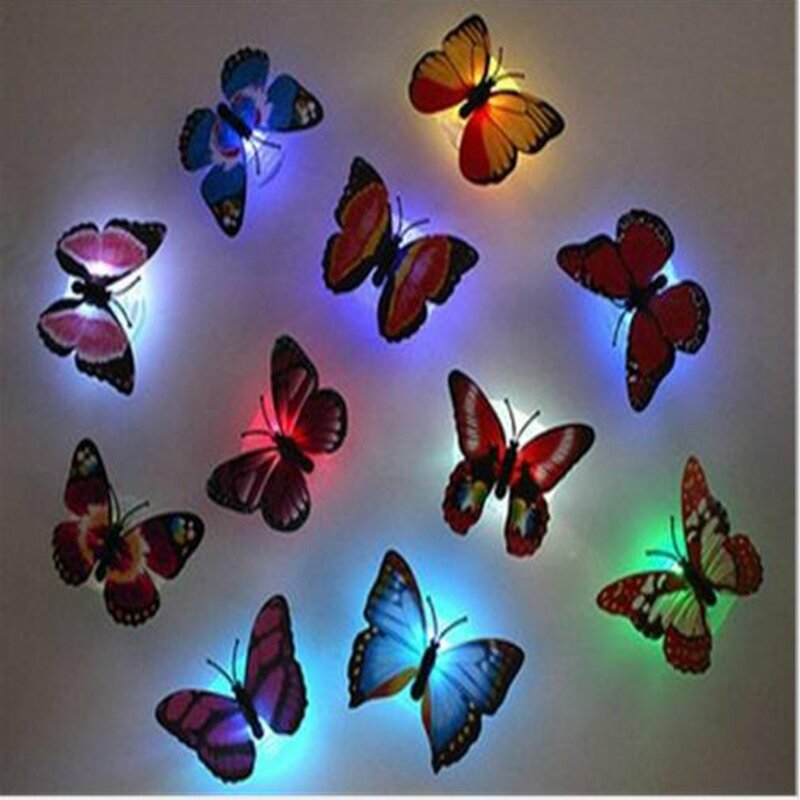 Criativo colorido luminoso borboleta, luz noturna led, decoração de parede lâmpada, decoração