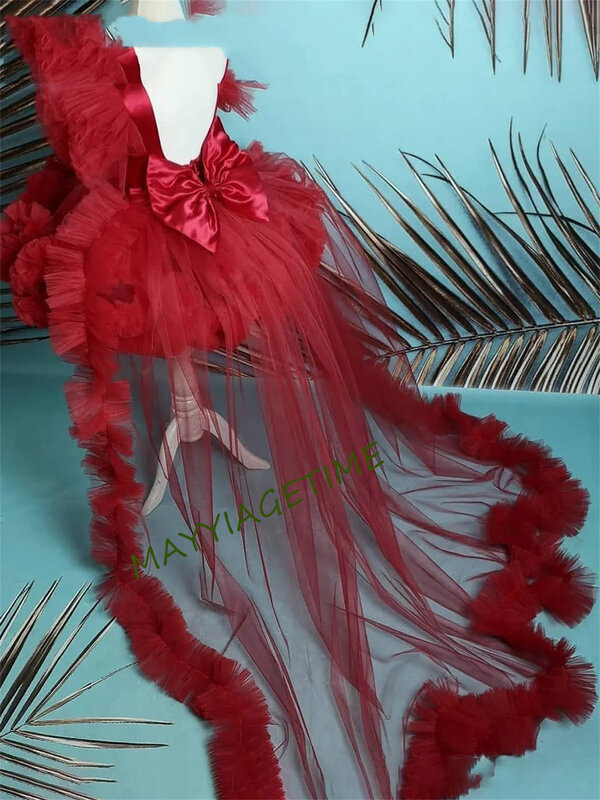 Rotes Blumen mädchen kleid Puff ärmel Mädchen Prinzessin Hochzeits feier Kleid Erstkommunion Kleid Kleider für Mädchen-Blumen