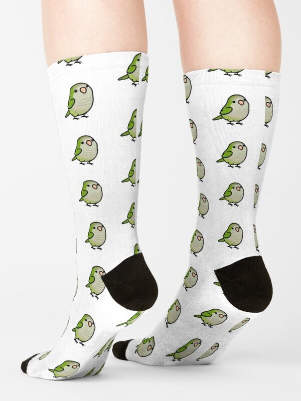 Calcetines de algodón para hombre y mujer, medias con diseño de loro, gordito, color verde, de alta calidad, para Año Nuevo