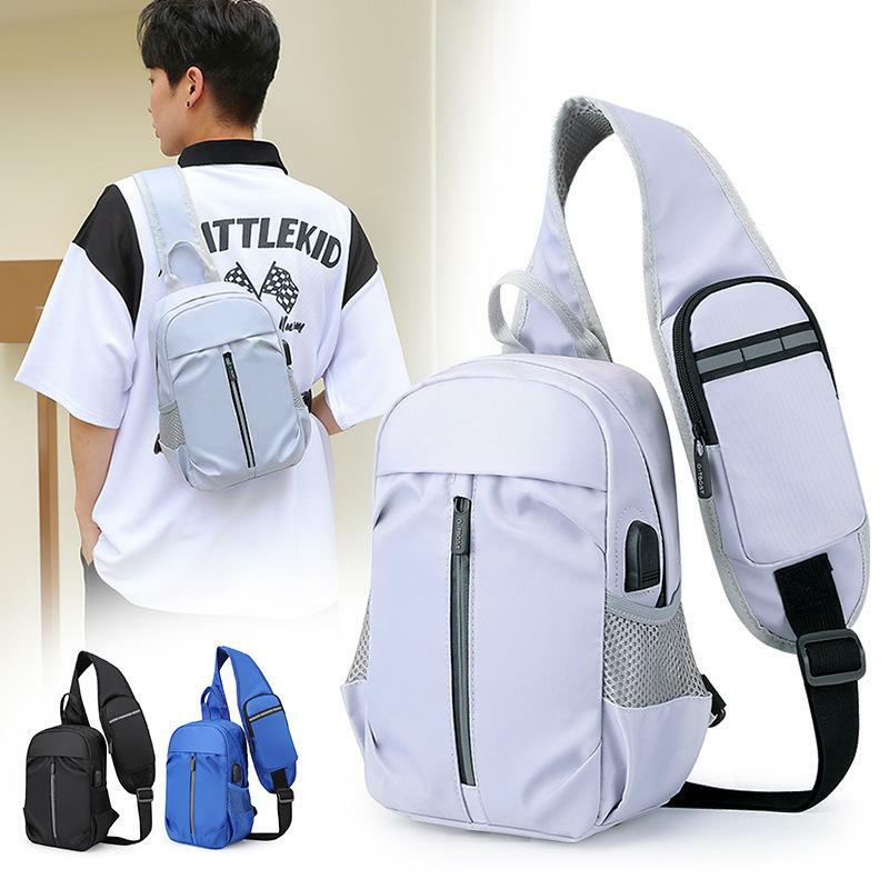 男性用クロスボディショルダーバッグ、電話ウォレット付きスポーツチェストバッグ、デザイン