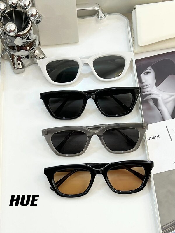 GENTLE HUE 여름 해변 사각 선글라스, 한국 브랜드 디자인, GM 남녀공용 여행 드라이브 안경, UV400 보호, 2024 신제품