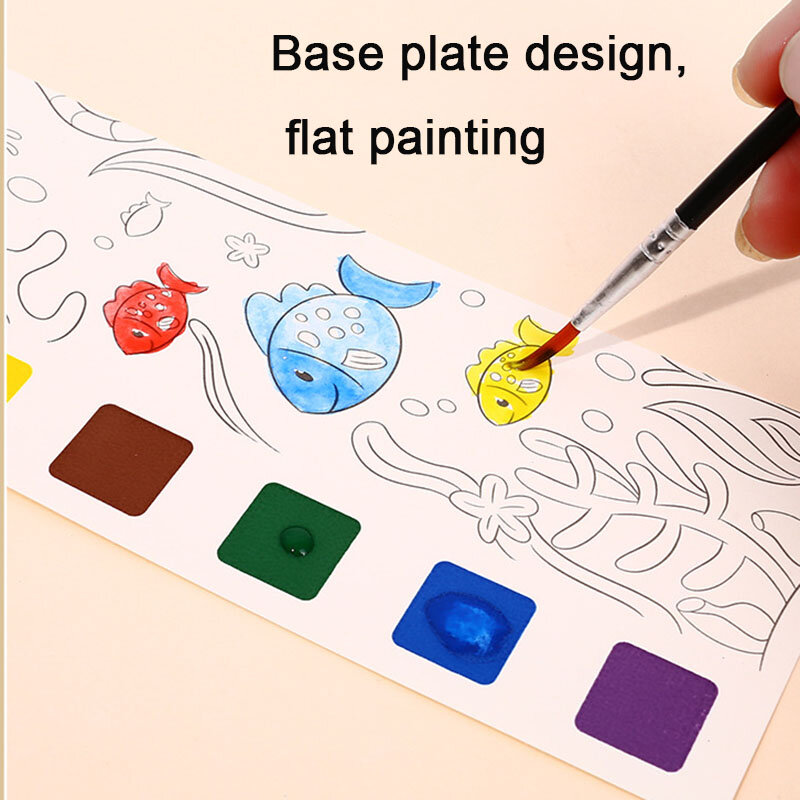 Libro de acuarelas Montessori para niños, juguete de grafiti Gouache, juego de libros de dibujo de agua para colorear, 1 bolígrafo