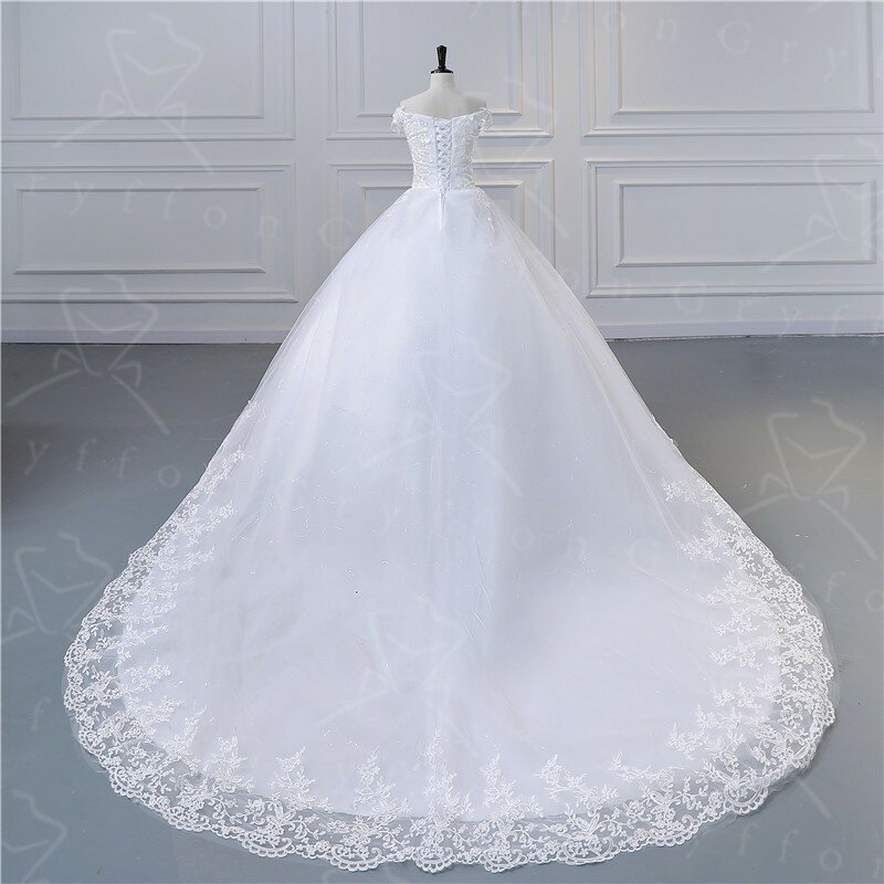 Vestido de casamento elegante laço pescoço barco, simples e leve vestido de baile luxo, plus size, foto real