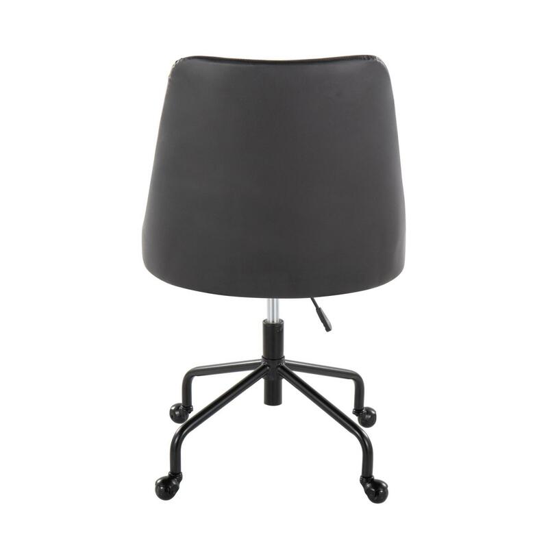 LumiSource-silla de oficina ajustable con ruedas, marco de Metal elegante y lujosa piel sintética, estilo contemporáneo, color negro