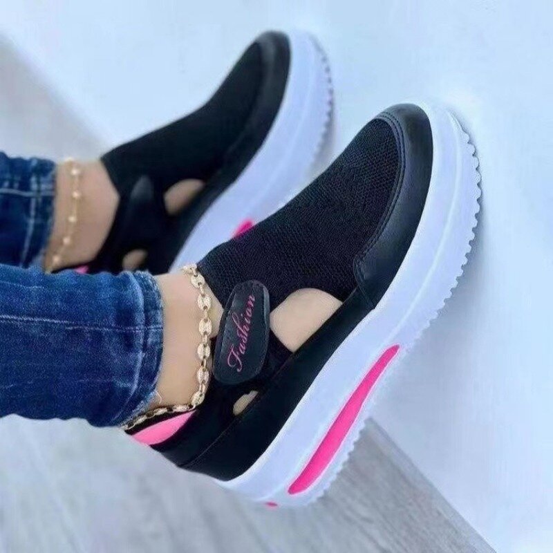 Buty damskie trampki damskie obuwie codzienne 2024 lato nowe oddychające siateczkowe damskie buty sportowe wulkanizowane sandały na platformie