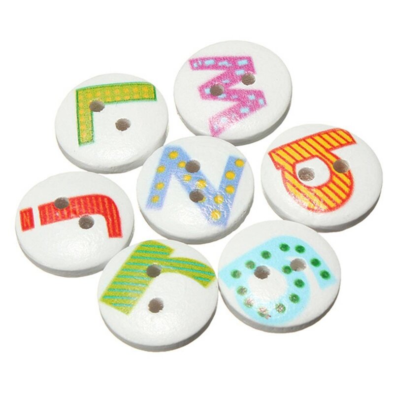 100Pcs Mixed Painted Letter Alphabet Wooden Sewing Button Scrapbooking With Funky Fun Colorful Magnetic Numbers Wooden Fridge Ma