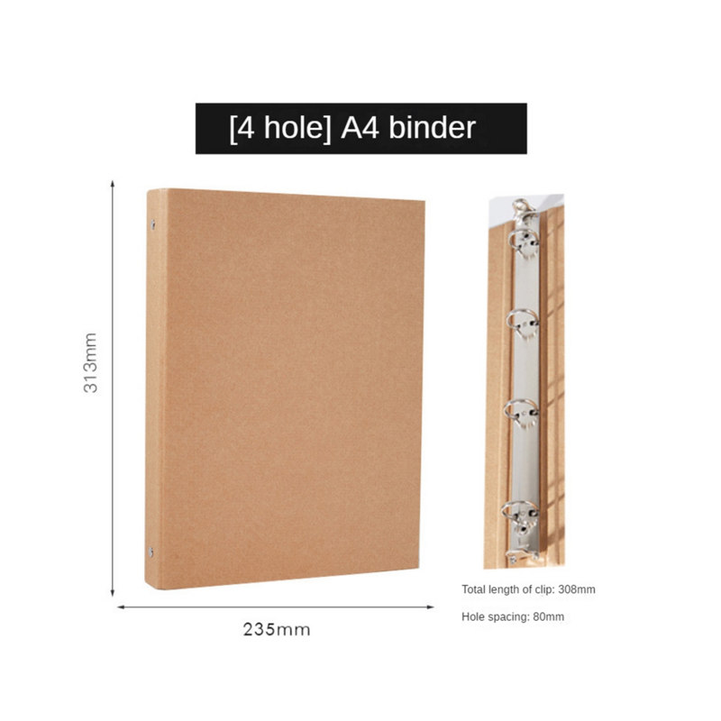 2Pcs A4 Kraft Paper Folders Refillable Ring Binder,A4 Kraft Paper Binder Tray with 2 Rings to Add Loose Sheets