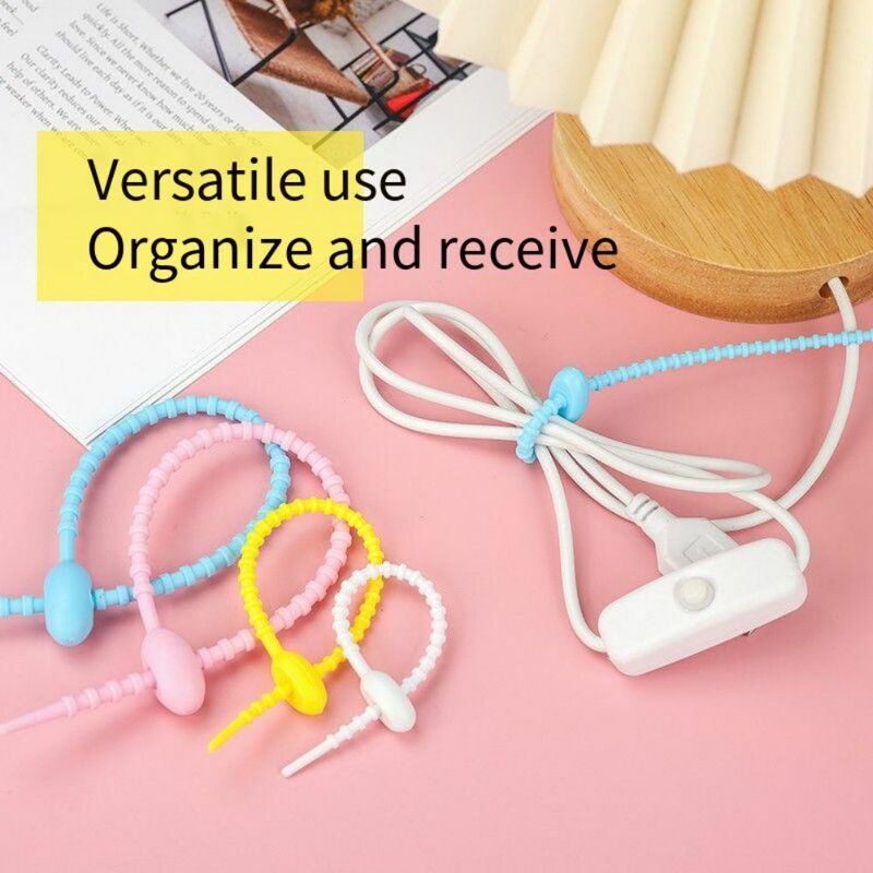 Colorful Silicone Ties Reusable Twist Tie Cord Keeper Straps Management Holder Home Office All-Purpose Organizer Ties