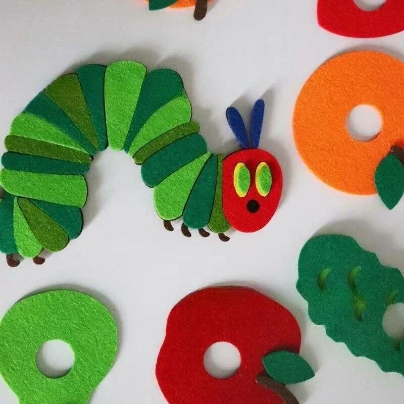 새로운 굶주린 애벌레 공연 소품 펠트 장난감, 영어 그림 책, 교육 보조, 오픈 클래스 삼각형 장난감, 어린이 선물