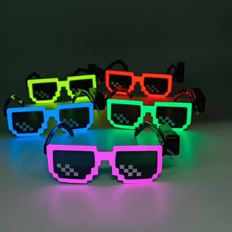 50Pcs Led Mosaic Glasses EL Sunglass Flashing Light Up Neon Eyewear Birthday Wedding Party Concert Festival Decor Supplies Prop