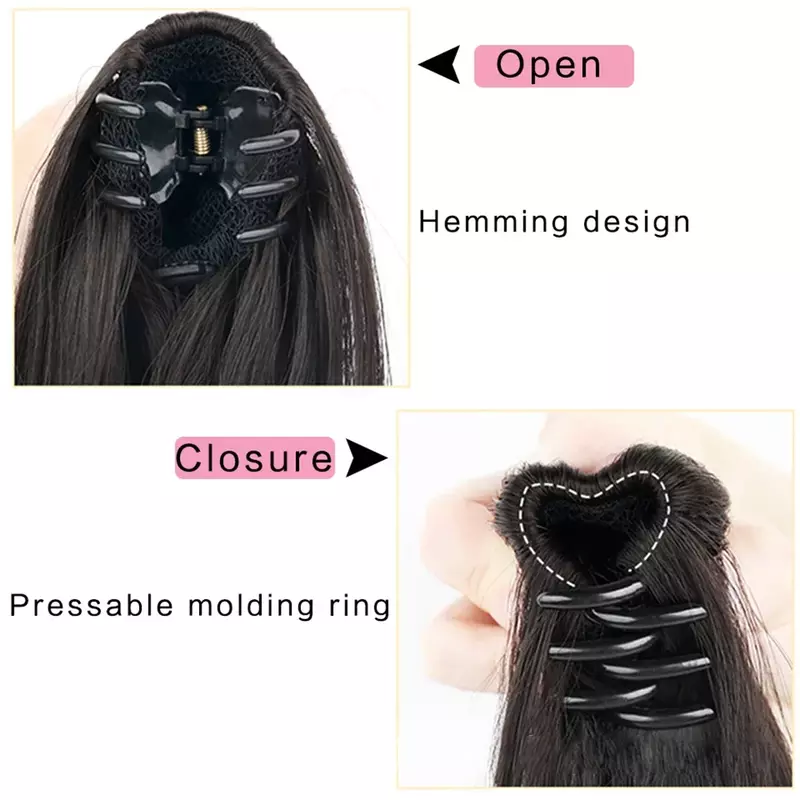 Peluca rizada larga Natural para mujer, extensiones de cabello sintético, Clip de garra, cola de caballo, peluca de moda con Clip, 35-50cm