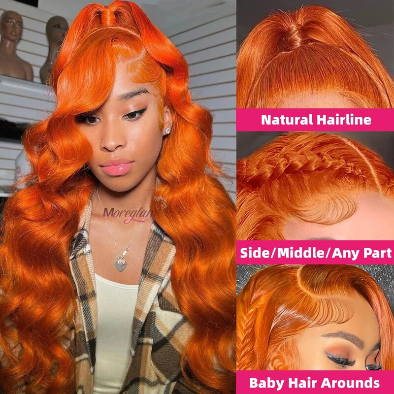 Wear Go Glueless Ginger Body Wave parrucca anteriore in pizzo 13x4 parrucche per capelli umani anteriori in pizzo colorato per le donne parrucca con chiusura 4x4 180 densità