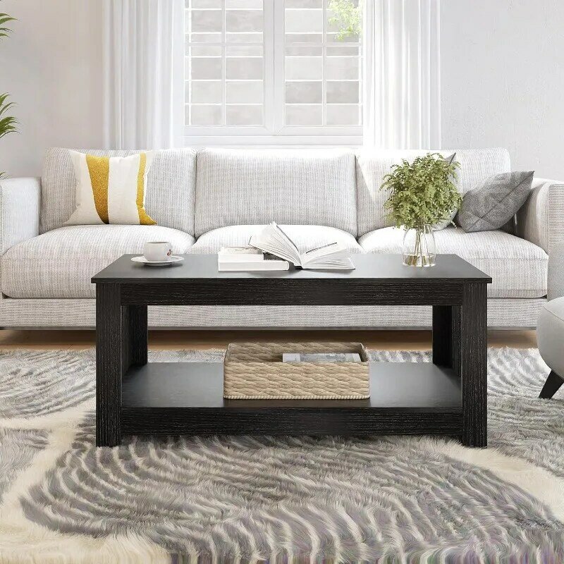 Holz One Style passt alle Couch tisch-weißer Couch tisch, 2-stufige rechteckige Konsole Wohnzimmer, kratz-/wasserdicht