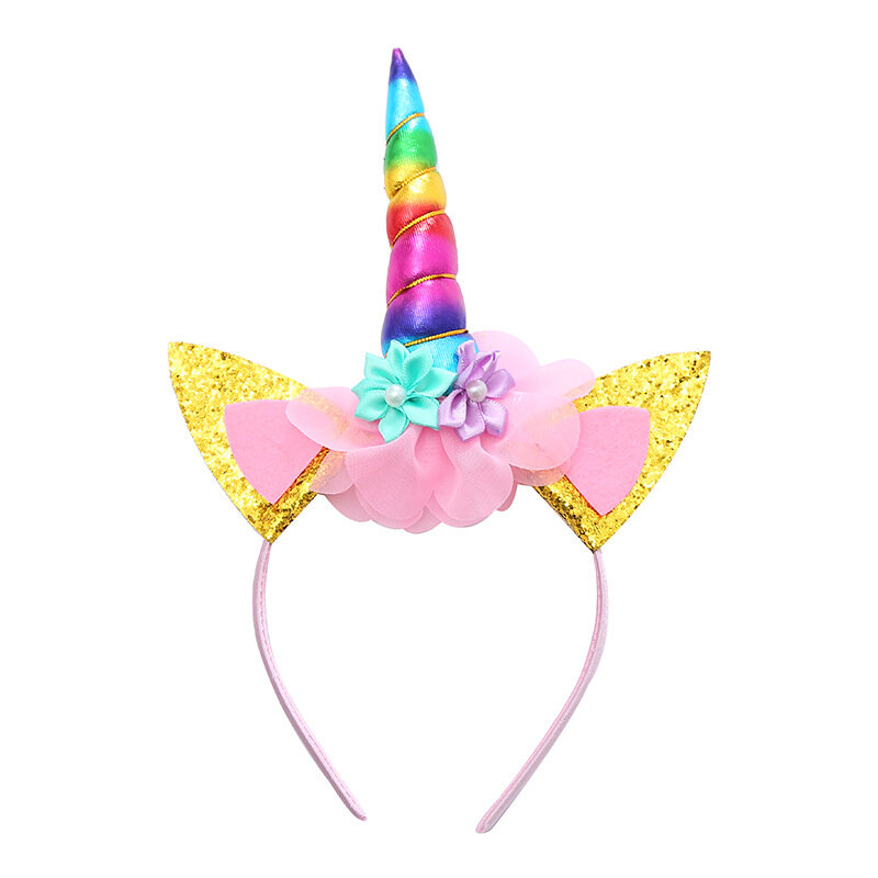 유니콘 헤어 밴드 소녀 할로윈 파티 공연 모자, 유니콘 테마, 생일 귀여운 어린이 머리띠 액세서리