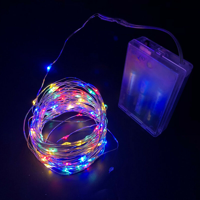 Luzes LED String para o Natal, guirlanda para festa, decoração do casamento, árvore de Natal, piscador, luzes de fadas, 3 pilhas AA, 5m, 50 LEDs