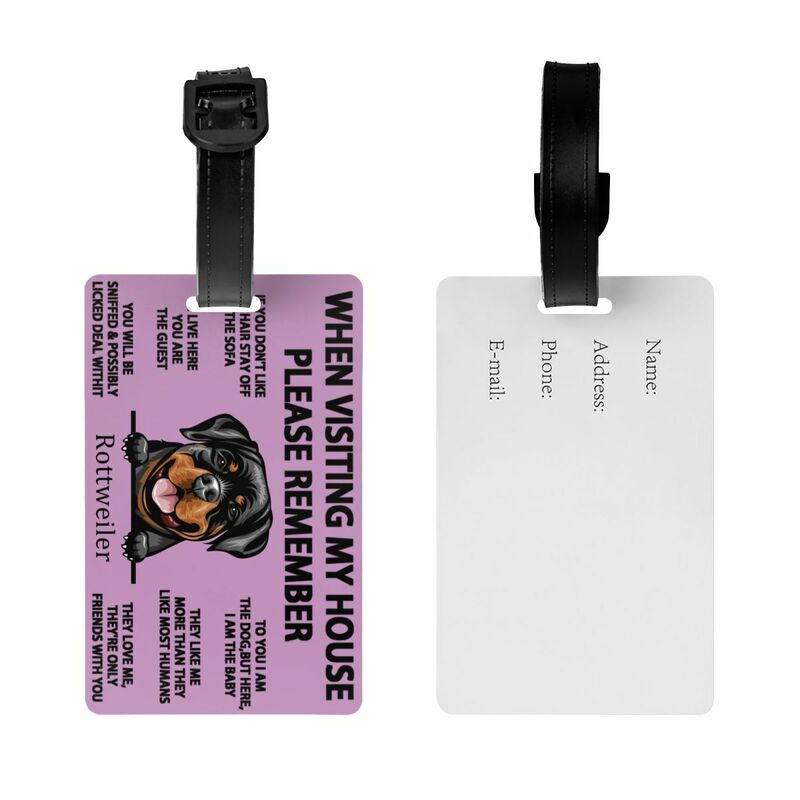 Rottweiler-etiquetas personalizadas para equipaje de perro, etiqueta de identificación para mascotas, cubierta de privacidad