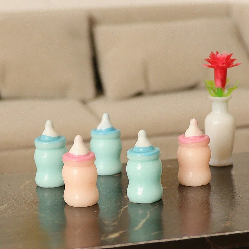2Pcs1:12 Cute Simulation Mini Milk Bottle Miniature Baby Bottle DIY Dollhouse Accessories