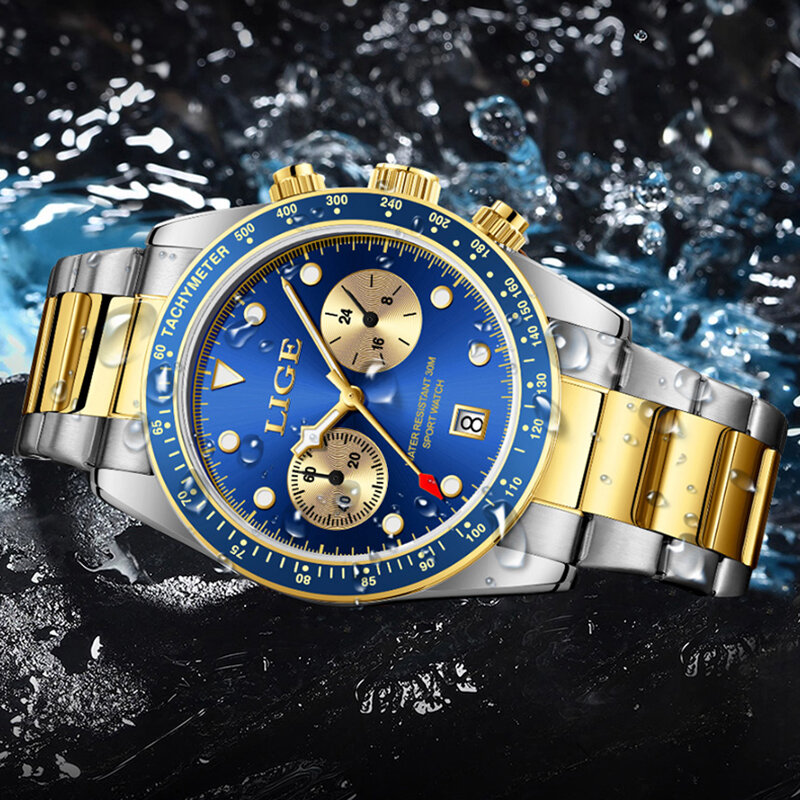 LIGE nowe zegarki dla mężczyzn Top luksusowa marka męski zegarek kwarcowy sportowe wodoodporne zegarki na rękę chronograf data Relogio Masculino