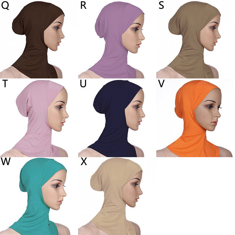 Vrouwen Katoenen Moslim Tulband Cap Volledige Cover Hijab Caps Islamic Undersjaal Effen Kleur Motorkap Nek Hoofd Onder Sjaal Cap