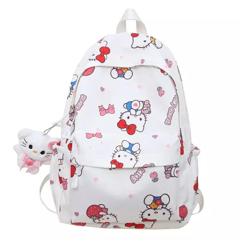 Nowy plecak studencki Hello Kitty trend w modzie, modny, średni i licealista, uroczy tornister o dużej pojemności dla kobiet